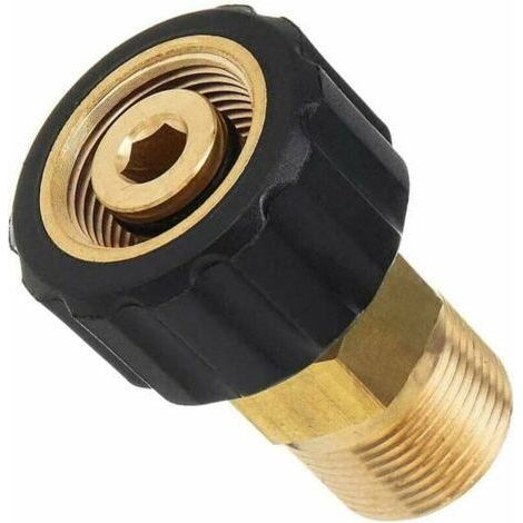 Raccord de Nettoyeur Haute Pression, M22 x 15 mm Filetage Femelle à M22 x 14 mm Filetage Mâle Raccord Rapide Nettoyeur Haute Pression Adaptateur Pièces,Matériau en laiton de haute qualité, pression de (1/4)