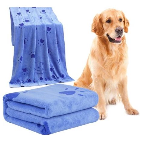 Serviette pour Chien, Serviette de Bain en Microfibre à Séchage Rapide pour Chien, Serviettes de Séchage pour Chien, Serviette de Bain pour Chien Ultra Absorbante pour Chiens et Chiots-bleu