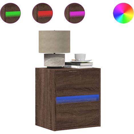 Maison Exclusive - Wand-Nachttische mit LED-Leuchten 2 Stk. Braun