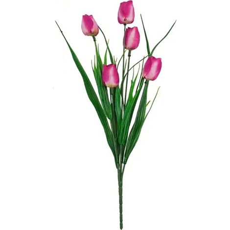 Tulipe Artificielle - Fleur Synthétique Réaliste pour Décoration Intérieure - Centre de Table Mariage Couronne Vase - Rose Foncé - Lot de 12 (1/3)
