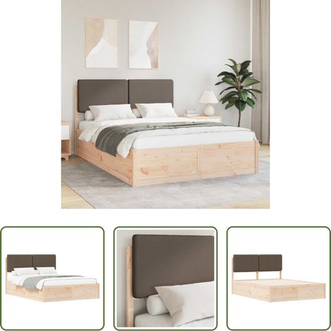 vidaXL Tête de lit rembourrée - Cadre de lit avec tête de lit rembourrée Taupe 140 x 200 cm (1/5)