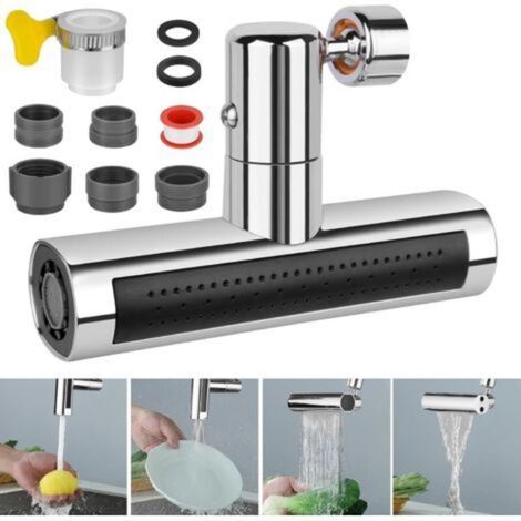 Swivel Faucet Nozzle, Faucet Extender, Faucet Aerators, Multifunction, 4 in 1, 360° Swivel, Splash Proof, Water Saver, Replacement Kitchen Faucet with (1/5)