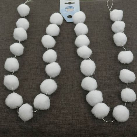 Kaemingk Weinachtsdeko Schneeballgirlande Weiß Ø 4 cm Länge 180 cm - Polyester (1/2)