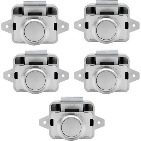 Druckknopfriegel – Starlight schlüsselloses Schrankschloss, Schranktürknauf für Wohnmobil, 5er-Pack, Silber (1/4)