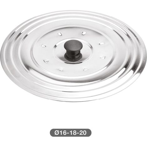 EDM – Couvercle universel en acier inoxydable pour casseroles et poêles Ø32-36 cm – Résistant à la corrosion – Bouton bakélite froid au toucher – Passe au lave-vaisselle