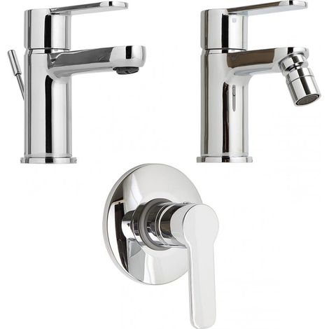 Badarmaturen-Set Aus Verchromtem Messing Für Waschtisch, Bidet Und Unterputz-Dusche  Nora
