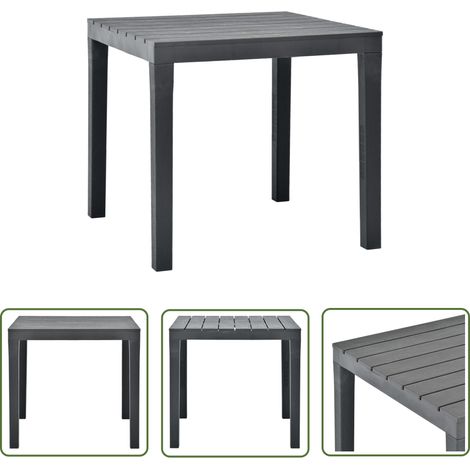 INLIFE Table de jardin Anthracite 78x78x72 cm Plastique
