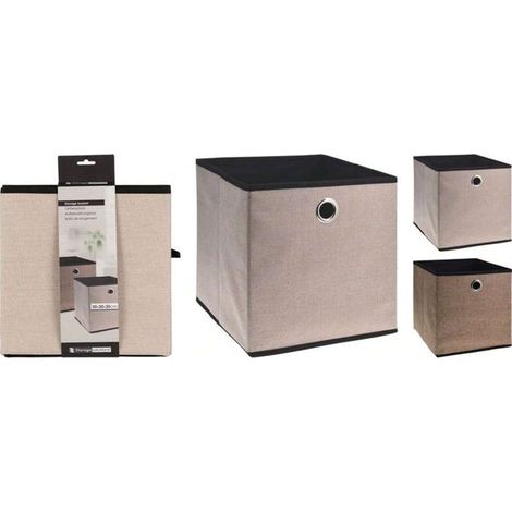 Coffre de rangement tissé 30x30x30, boîte en tissu décorative pour bureau et maison, cube de stockage pliable robuste, lot unique, rangement polyvalent pour étagère et armoire.