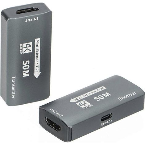 Extension HDMI 4K compatible avec ports RJ45, portée jusqu'à 50 m sur réseau Ethernet CAT6, adaptateur TX/RX pour TVHD vers RJ45 pour PC/DVD (1/5)