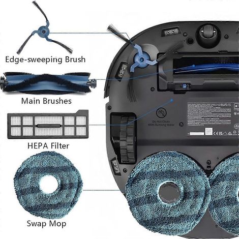 11 piezas de repuesto para aspiradora Eufy X10 Pro Omni: rodillo, cepillo lateral, filtro, almohadillas de fregona, bolsas para polvo. (1/4)