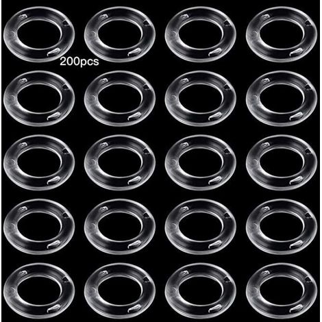 200 Stück O-förmige Gardinenringe, transparente Raffrolloringe, durchsichtige Kunststoffringe, 13 mm Außendurchmesser und 8 mm Innendurchmesser (1/4)