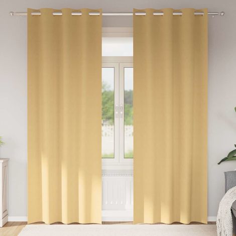 Verdunkelungs-Vorhänge mit Ringen 2 pcs Beige 260 x 140 cm