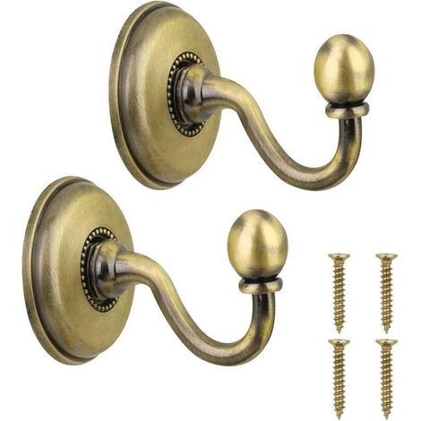 2 ganchos redondos vintage de aleación para cortina, ganchos para sujetar cortinas (bronce), 4,5 cm (1/5)