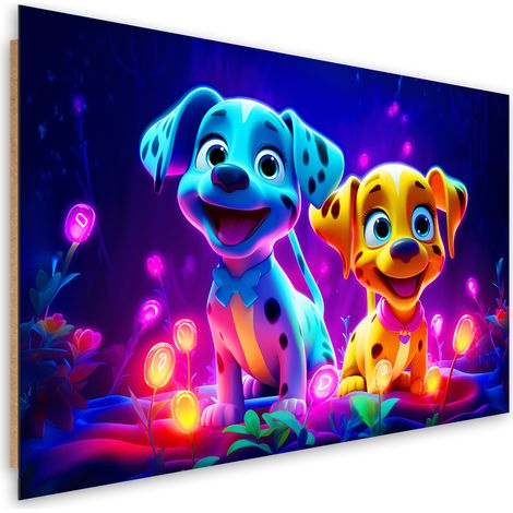 Deco panel picture, Neon dogs - 90x60 (1/5)