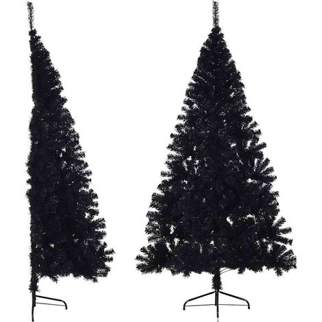 Künstlicher Halb-Weihnachtsbaum mit Ständer Schwarz 210 cm PVC (1/5)