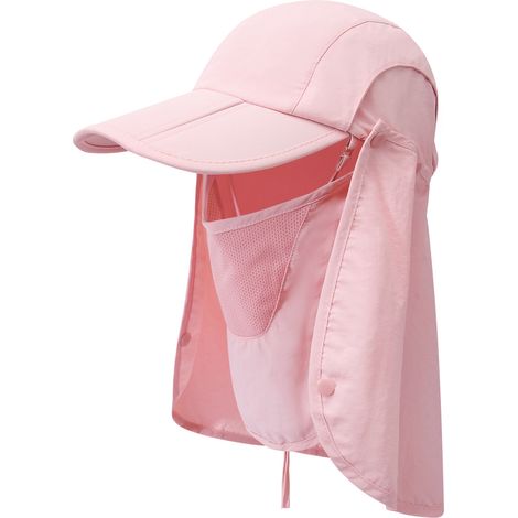 Chapeau d'extérieur Capuchon de protection à 360 degrés Masque de protection UV Capuchon réglable amovible Rose
