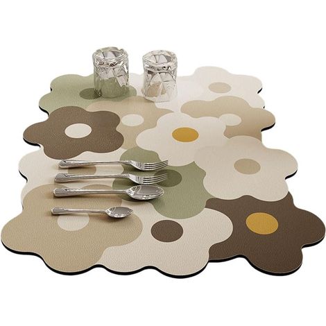 Flexible Diatomit-Schlamm-Drainagematte mit Blumenmuster - 1 Trockenmatte für Abtropfschale - Kaffeeweiß - Saugfähige und verschleißfeste Matte für Kaffeemaschine (30x40cm) (1/5)