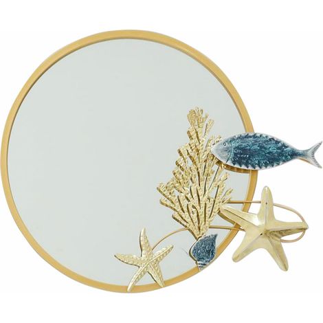 Signes Grimalt Espejo Muebles  Espejo Con Peces Mueble Auxiliar Dorado 4x80x64cm 28853