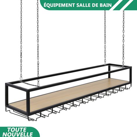 WAOBDLA Fer plafond vin verre rack 75kg/165.35lbs Charge suspendu vin rack plafond monté 4x Chaînes suspendues (1/5)