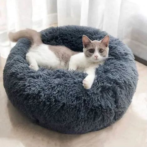 Panier Rond - Pet Nest - Gris foncé - 50cm - Doux - Confortable - Intérieur (1/4)