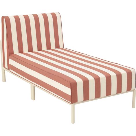 Méridienne rayée pour salon de jardin modulable en tissu terracotta - Patio