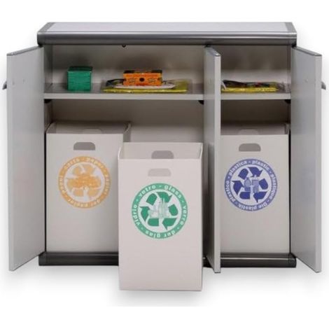 ARMADIO BASSO PER RACCOLTA DIFFERENZIATA 3 ANTE 'SCIK' cm 93,6x39x86h GAROFALO