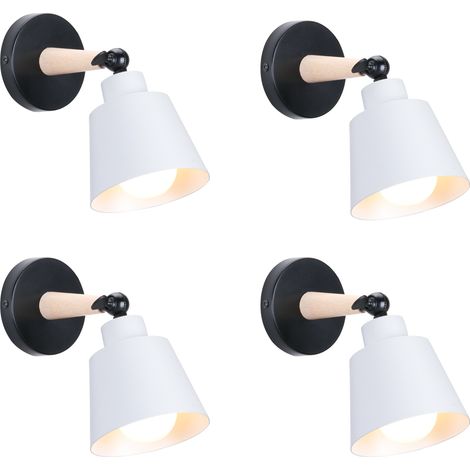 Applique da Parete Interno, Moderna Lampada da Parete con Paralume Regolabile E27 Edison per Soggiorno Camera da Letto Sala da Pranzo (Bianco Opaco) 4PCS (1/5)