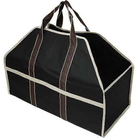 Schwarzer Brennholzbeutel aus Canvas mit Griff für Camping und Outdoor-Aktivitäten (1/5)