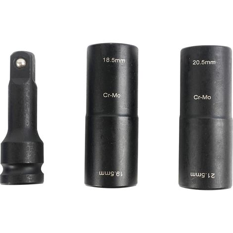 Kit di avvitatore a impulsi da 3 pezzi: bussole da 18,5 mm e 19,5 mm, prolunga da 7,6 cm chiave per dadi ruota a doppia testa da 1/2 pollice e attrezzo per il cambio gomme.