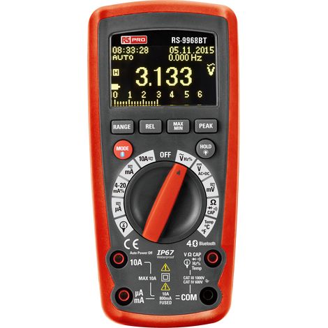Multimètre RS-9968BT RS PRO Portable, 1000V c.a. 10A c.a. ( Prix pour 1 )