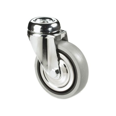Rueda de goma gris para tornillo pasante de 30 mm hasta 75 mm para pesos desde 25 kg hasta 45 kg Ø50 x 18 mm