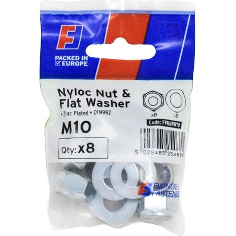 ForgeFix FPKNNW10 Nyloc Nut & Washer M10 ForgePack 8 FORFPKNNW10