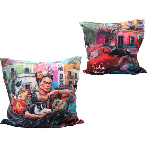 Carmani, ein Kissen mit Füllung und Reißverschluss – ein Motiv, das von den Gemälden von Frida Kahlo inspiriert ist. (1/3)