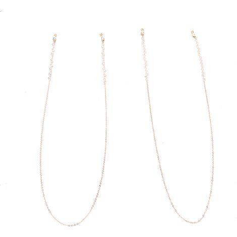 2 chaînes porte-masques, métal doré, 75 cm, forme cœur ajouré, accessoire pour masque chirurgical ou FFP2 (1/5)
