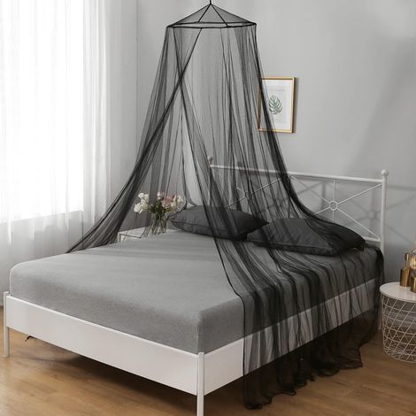 Moustiquaire pour lit à baldaquin, rideaux de lit king size jusqu'au plafond, moustiquaire dôme (blanche) (1/5)