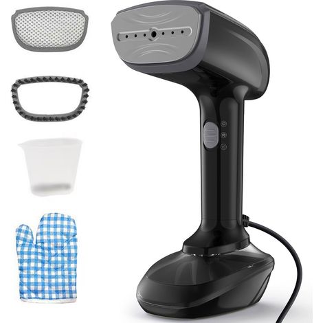Fer à repasser vapeur portable 1200 W avec chauffe rapide en 30 s, fonction 2 en 1 (repassage et défroissage), débit vapeur de 20 g/min, réservoir d'eau de 300 ml et brosse à tissus – Idéal pour les v (1/5)