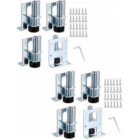 Lot de 8 pieds de meuble réglables en L robustes avec 24 vis, pieds de mise à niveau réglables pour établis et tables (1/5)