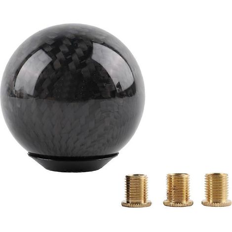 Pommeau de levier de vitesse sphérique en fibre de carbone rouge et noire avec 3 adaptateurs universels (1/5)