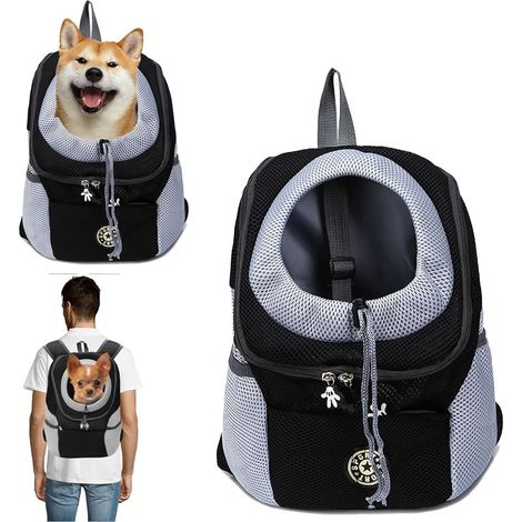 Sac a Dos Chien, Porte Chien ventral jusqu'à 7,5 kg, Sac à Dos de Transport pour Chiens, Sacs de Transport pour Chiens et Chats, Pliable, Ajustable et Respirante - avec Poche Avant (1/5)