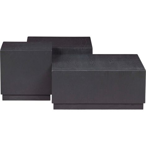 Set de 3 tables basses carrées en bois noir PAM (1/5)