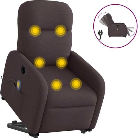 Elektrischer Massagesessel mit Aufstehhilfe Dunkelbraun Stoff