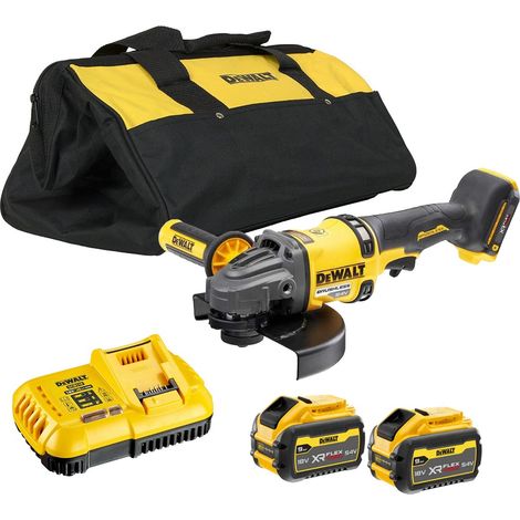 DeWalt DCG440X2B 54V XR FLEXVOLT 180mm Angle Grinder - 2x 9Ah Batteries, Charger & 18 Bag (1/4)