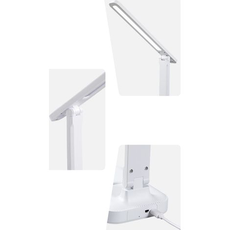 LED-Klapptischlampe, USB-Ladefunktion, Augenschutz, Touch-Steuerung, für Schlafzimmer, Büro, Arbeitszimmer, Elfenbeinweiß (wiederaufladbar) (1/5)