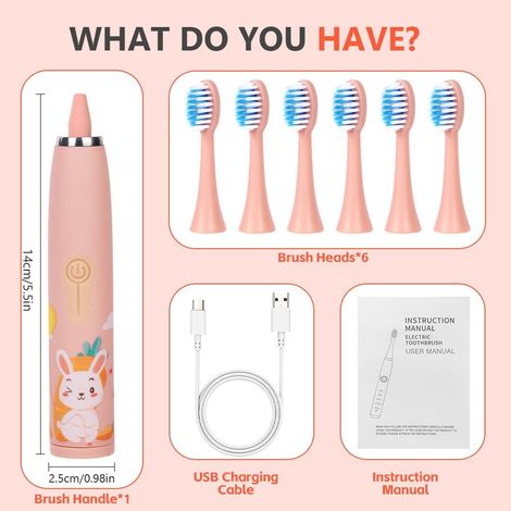 Brosse à dents électrique - avec 6 têtes de brosse interchangeables, minuterie, 4 modes (rose)-AquaForge (1/4)