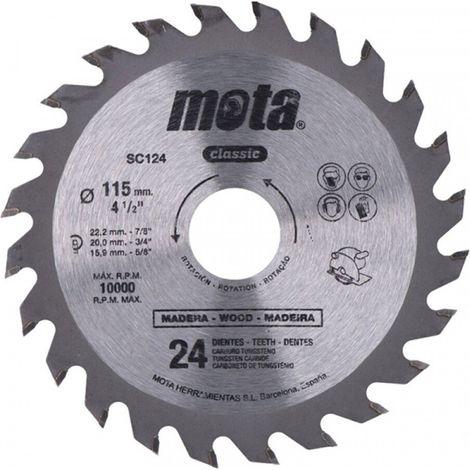 Lame de scie en tungstène pour couper le bois pour radial 115 mm 24th sc124 mota