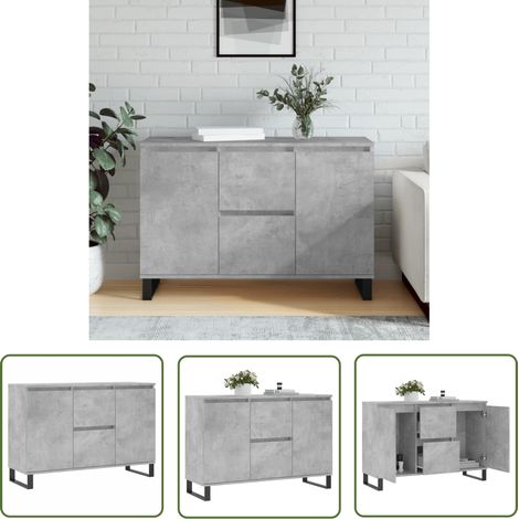 The Living Store Buffet gris béton 104x35x70 cm bois d'ingénierie - Buffet Design Moderne - Buffet Rangement - Buffet Cuisine - Meuble Tv - Meuble Salon (1/5)