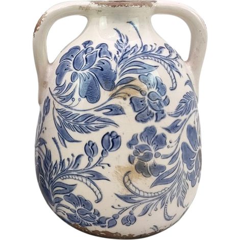 Kleine blaue Keramik-Blumenvase als Heimdekoration