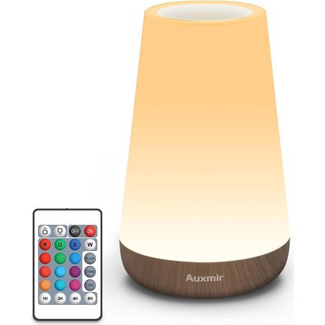Veilleuse Bébé LED Tactile Rechargeable USB 2500 mAh, Marron Lampe de chevet 4 modes d'éclairage, 5 niveaux de luminosité, télécommande incluse pour chambre d'enfant, allaitement (1/5)