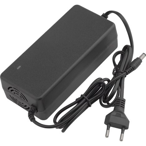 Chargeur de batterie Li-ion 54,6 V 2 A avec connecteur CC et adaptateur secteur.