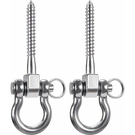 Lot de 2 crochets de plafond robustes en acier inoxydable 304 avec vis pour chaise suspendue de yoga en bois, sac de sable, hamac (1/5)